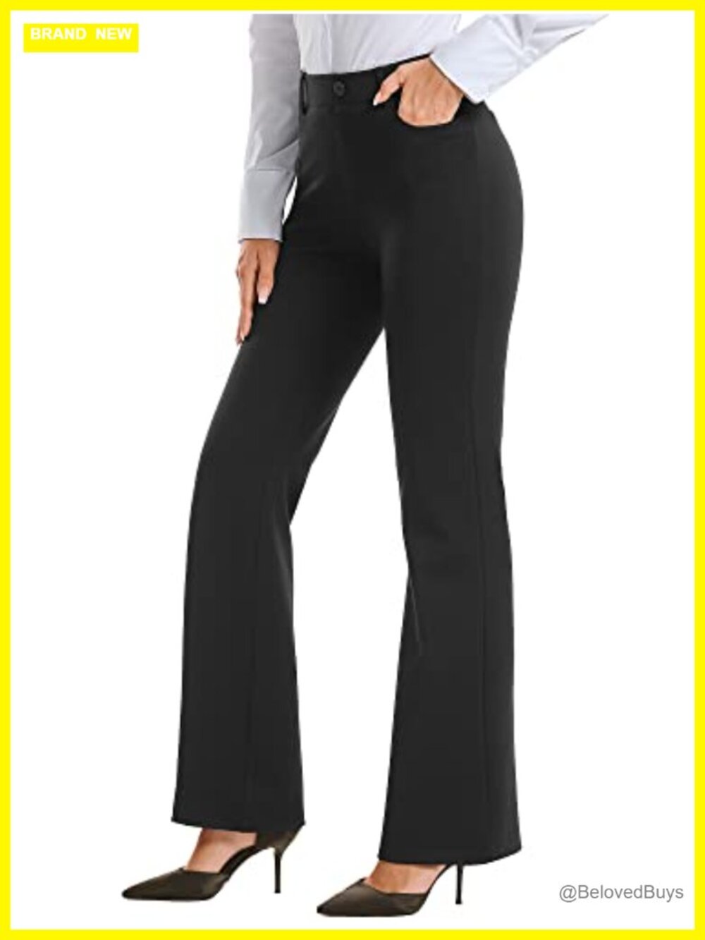 Womens Bootcut Stretch Dress Work Pants Slacks Pull On Pockets